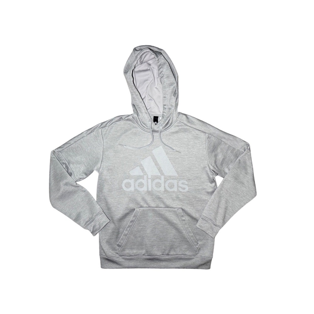 Adidas Climawarm Pullover Hoodie Mens Medium Gray Graphic Logo